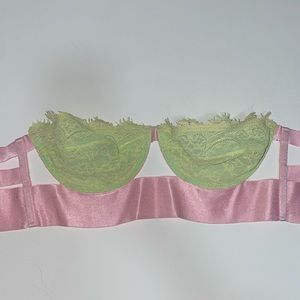 Pink and green corset bra